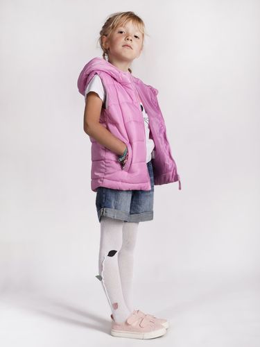 Rajstopy dziewczęce bawełniane z elementem 3D listek białe 104-110 YOCLUB na Arena.pl