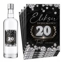 Naklejki na butelki Wódkę urodzinową na urodziny 18 20 30 40 50 60 70 -8szt