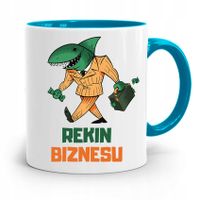 Kubek Błękitny Dla Kierownika Rekin Biznesu Z Nadrukiem Ze Zdjęciem