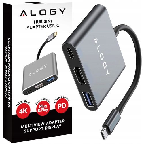 Adapter Przejściówka ALOGY 3w1 MHL HUB USB C HDMI PD do MacBook Samsung na Arena.pl