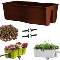 Skrzynka na balustradę Wave 60, Doniczka balkonowa + keramzyt 2l