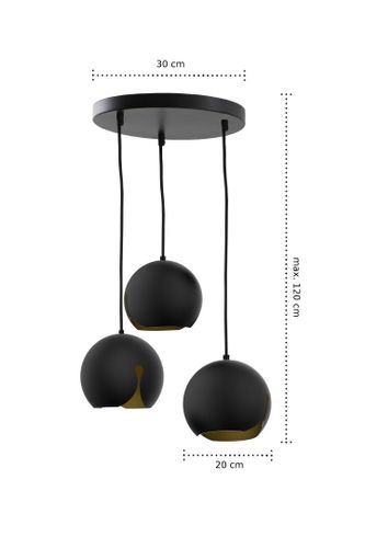 Lampa wisząca 3xE27 MALAGA BLACK 403 na Arena.pl
