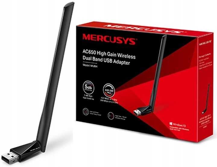 Karta sieciowa WIFI USB TP-LINK Adapter AC650 + ANTENA 5GHz Zewnetrzna DUAL zdjęcie 1