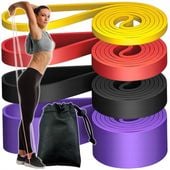 GUMY DO ĆWICZEŃ TAŚMY OPOROWE POWER BANDS LATEKS ZESTAW 4SZT MOCNE DŁUGIE