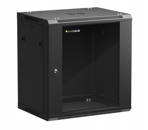 Szafa wisząca RACK 19" 12U, 450mm, Netrack F-Line, czarna, drzwi szklane, na Arena.pl