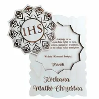 Laurka 3d Podziękowanie I Komunia kartka sklejka grawer chrzestnej babci