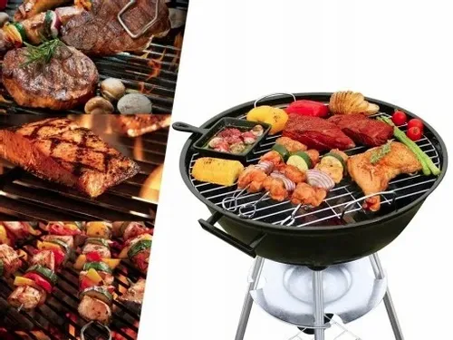 Grill BBQ Ogrodowy węglowy na brykiet zamykana pokrywa półka na Arena.pl