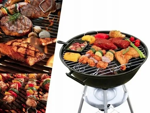 Grill BBQ Ogrodowy węglowy na brykiet zamykana pokrywa półka zdjęcie 2