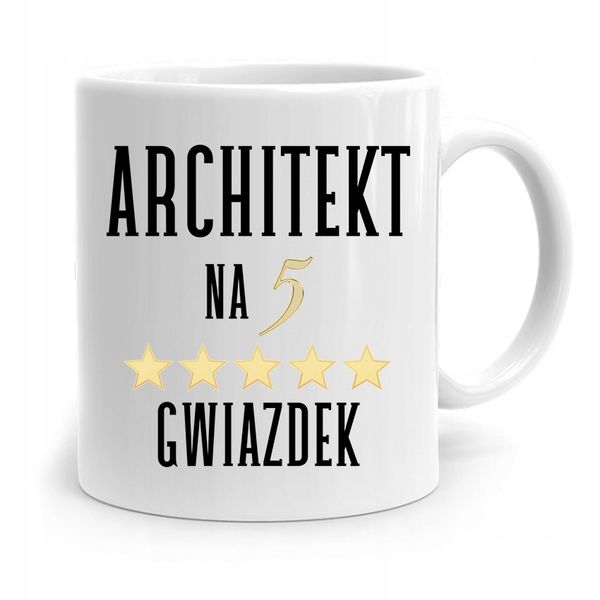 Kubek Architekta Projektanta Na 5 Gwiazdek Prezent Z Nadrukiem Ze Zdjęciem zdjęcie 1