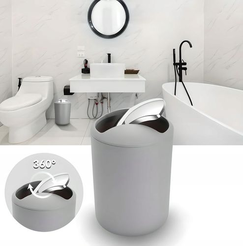 ZESTAW ŁAZIENKOWY 6 ELEMENTÓW AKCESORIA DO WC KOSZ DOZOWNIK SZARY na Arena.pl