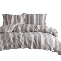 Pościel bawełniana RUNE 140x200 NATURAL biała fiolet szara paski