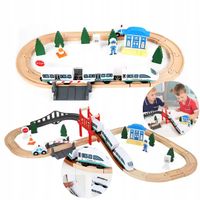 DREWNIANA KOLEJKA POCIĄG NA BATERIE TOR TORY ZESTAW AUTO DLA DZIECI XL 3,2M