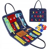 TABLICA MANIPULACYJNA SENSORYCZNA MONTESSORI NAUKA UBIERANIA TRENING RĄCZEK