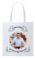 Mateusz Morawiecki Pis Torba Eco Biała Shopper Z Nadrukiem Ze Zdjęciem