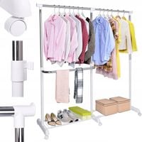 WIESZAK NA UBRANIA BUTY KÓŁKACH STOJĄCY STOJAK SKANDYNAWSKI BIAŁY