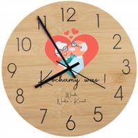 Bambusowy ZEGAR ścienny nadruk UV NA DZIEŃ BABCI I DZIADKA kochamy was !