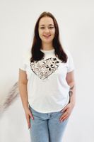 Bawełniany T-shirt z Pudrowym Sercem Biały UNI