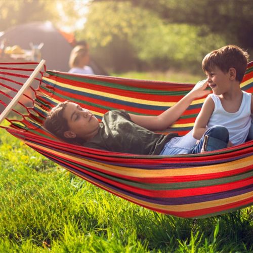 HAMAK OGRODOWY ze stelażem dwuosobowy brazylijski DUŻY RED GARDEN ZESTAW na Arena.pl
