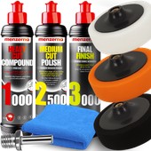 ZESTAW PAST POLERSKICH DO POLEROWANIA LAKIERU MENZERNA + GĄBKI PADY 125mm