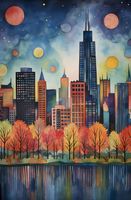 Plakat 53x81cm Panorama Malowniczego Miasta