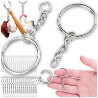 KÓŁKA Z ŁAŃCUSZKIEM DO BRELOKÓW BAZA 25MM + 8MM KÓŁECZKA x100 SZT ZESTAW