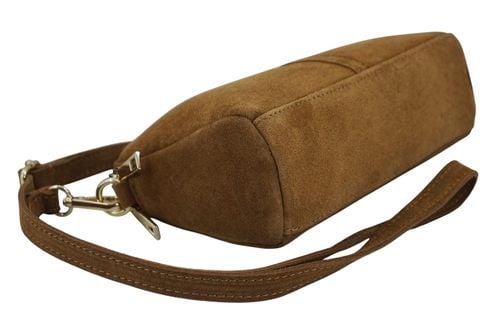 Mała torebka zamszowa wieczorowa - Brązowa jasna na Arena.pl