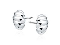 ELEGANCKIE RODOWANE SREBRNE KOLCZYKI WKRĘTKI GŁADKIE MUSZLE MUSZELKI POŁYSK