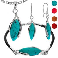 SREBRNY KOLOROWY KOMPLET Z PIASKIEM PUSTYNI, KORALOWCEM, TURKUSEM SREBRO PRÓBY 925