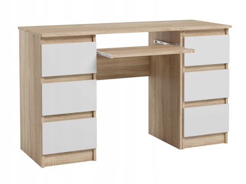 Biurko Komputerowe Młodzieżowe Dla Dziecka Dąb Sonoma Biały Mat na Arena.pl