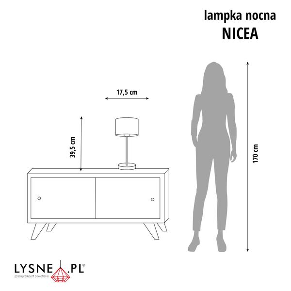 Srebrna lampka nocna z abażurem NICEA zdjęcie 3