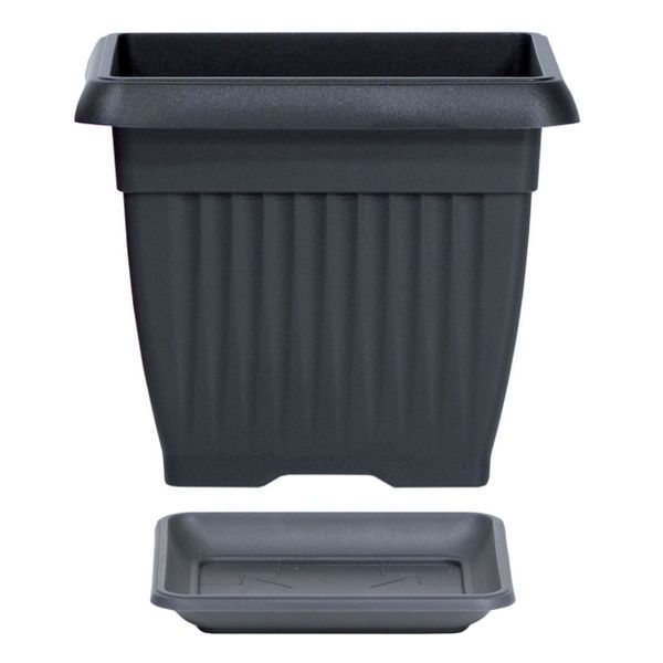 Doniczka kwadratowa Terra DKWT24 z podstawką | Antracyt, Wymiary 24x24x20 cm, Prosperplast zdjęcie 1