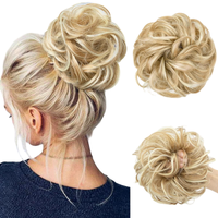 Sztuczne włosy doczepiany kok gumka kucyk falowany blond gęsty 55g