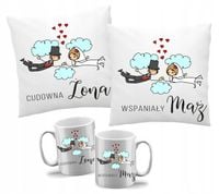 Prezent na święta mikołaj Mąż Żona Poduszka kubek