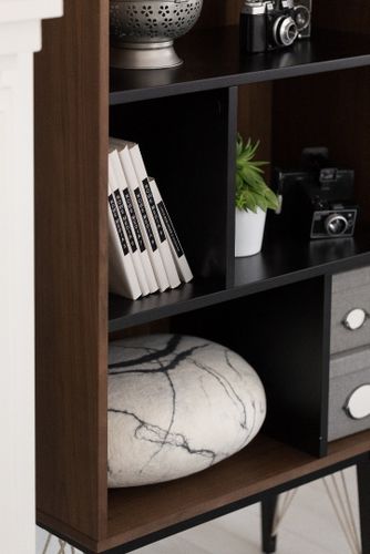 Regał Interior 77 cm orzech/ czarny mat na Arena.pl