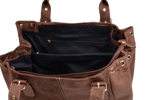 BESTINI torebka damska KLASYCZNA na ramię A4 ZAMSZ czekolada shopper na Arena.pl