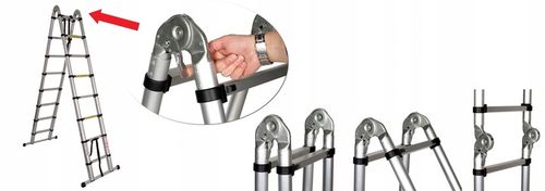 Drabina teleskopowa aluminiowa przegubowa 5m / z funkcją na schody na Arena.pl