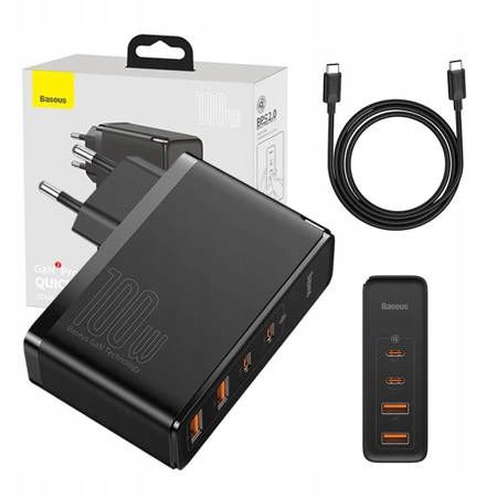Ładowarka BASEUS GaN2 PRO 100W 2x USB-C/USB PD QC4 + Kabel USB-C zdjęcie 1