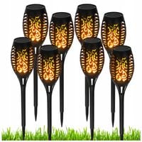LAMPA SOLARNA OGRODOWA LED PŁOMIEŃ POCHODNIA WBIJANE LED 8 SZTUK CZARNE