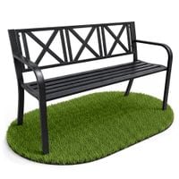 Ławka ogrodowa na taras parkowa z oparciem CROSS metalowa 119 cm Czarna