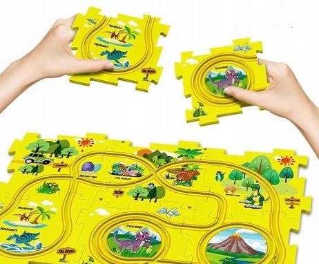 TOR SAMOCHODOWY KREATYWNE PUZZLE DINOZAUR PARK AUTKO 15 el. PUZZLE RAIL CAR na Arena.pl