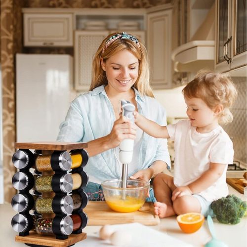 POJEMNIKI NA PRZYPRAWY STOJAK PRZYPRAWNIK OBROTOWY Drewniany 16 SŁOICZKÓW na Arena.pl