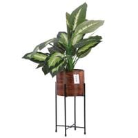 Doniczka ceramiczna Ciemne drzewo osłonka na stojaku metal kwietnik H33cm