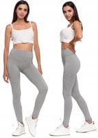 Legginsy Damskie Szare z Wysokim Stanem Kryjące Getry Klasyczne MORAJ S/M