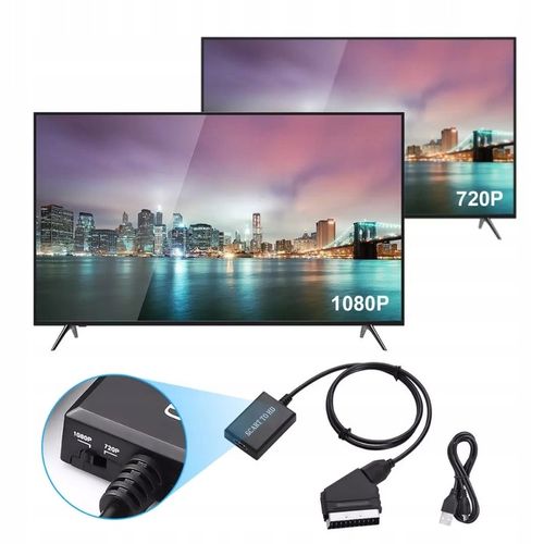 Kabel adapter konwerter z Euro / Scart do HDMI 1080p przejściówka TV na Arena.pl