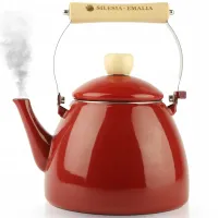 CZAJNIK EMALIOWANY STALOWY CZERWONY 2L INDUKCJA GAZ KUCHENKA ELEKTRYCZNA