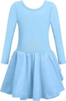 Body baletowe ze spódnicą tutu strój baletnicy długi rękaw niebieskie 120