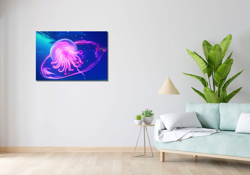 Obraz 90x60cm Neonowa Meduza zdjęcie 2