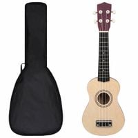Ukulele sopranowe z pokrowcem, dla dzieci, jasne drewno, 21"