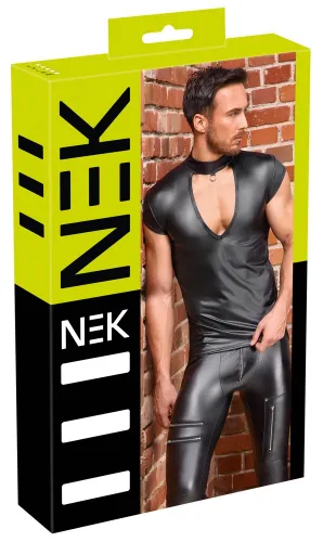 nek koszulka męska matowa czarna xl z wycięciem v i ozdobnym pierścieniem na Arena.pl