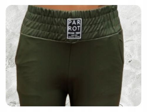 SPODNIE PARROT EKO SKÓRA WYSOKI STAN OLIWKOWE Z KIESZENIAMI M/L MIEGO na Arena.pl